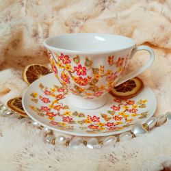 Ręcznie malowany komplet w kwiaty 200 ml.