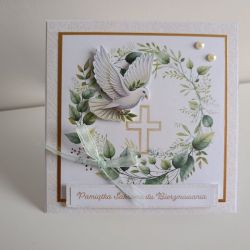 Kartka na Bierzmowanie z gołąbkiem