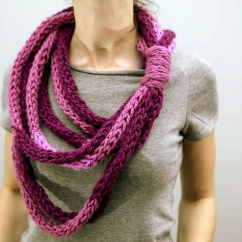 Zamotka, włóczkowy naszyjnik, makaronowy szal