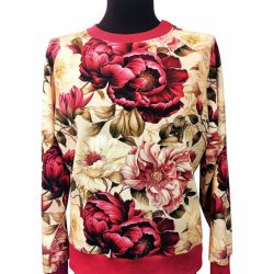 Bluza damska kwiaty bordo