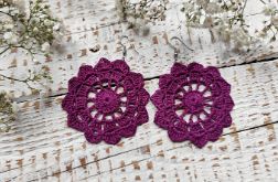 Kolczyki szydełkowe rozetki - fioletowe