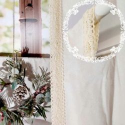 Zasłona lniana BOHO z koronką zasłony na tunel panel SHABBY 150/220cm
