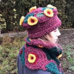 Komplet freeform crochet bordo, zieleń - 