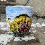 Porcelanowy kubek ręcznie malowany- Polne kwiaty - - 