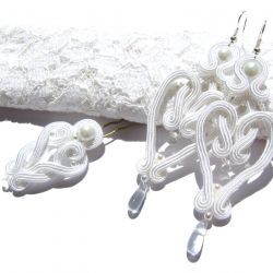 ażurowe ślubne kolczyki sutasz + wsuwka 