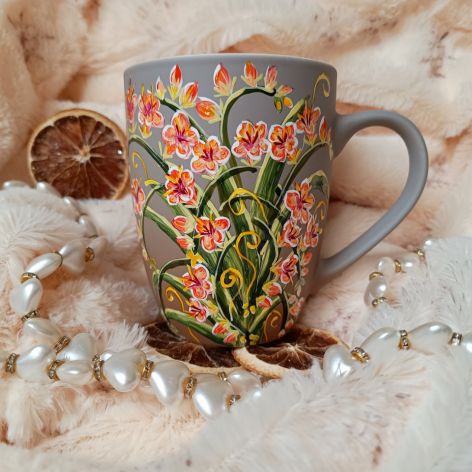 kwietny ogródek ręcznie malowany kubek 300 ml.