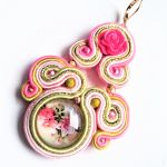 Hot Pink Flower kolczyki sutaszowe - 