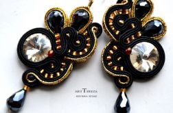 kolczyki sutasz złoto i czarny na prezent