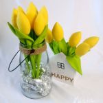 Żółte tulipany bawełniane - Żółte tulipany ręcznie szyte