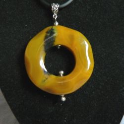 Duży miodowy fasetowany agat, efektowny wisior