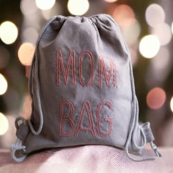 MOM BAG szary workoplecak z haftem I