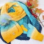 komplet jesienno zimowy turkus i żółty  - czapka