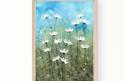 Oryginalna akwarela. Białe kwiaty A4