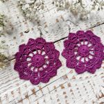 Kolczyki szydełkowe rozetki - fioletowe - 