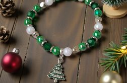 Zielono-biała świąteczna bransoletka