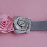 Opaska niemowlęca "Róż z szarym" - 