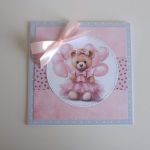 Kartka na Roczek Chrzest z misiem - Kartka na Roczek Chrzest z misiem