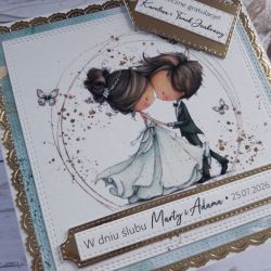 Kartka ślubna z tańczącą parą młodą, personalizacja