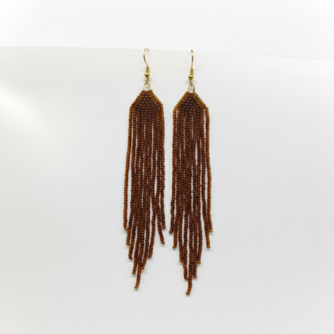 Kolczyki Chocolate Długie Kolczyki Beadingowe – Głęboki Brąz 13,5 cm