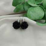 Małe krótkie czarne lekkie kolczyki kwiaty kwiatki  - kolczyki klipsy