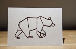 Kartka okolicznościowa - haftowana - niedźwiedź