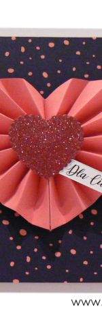 Walentynki Kartka różowe serce kropki