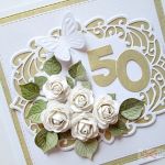 Kartka ROCZNICA ŚLUBU z różyczkami - Kartka na rocznicę ślubu z białymi różami