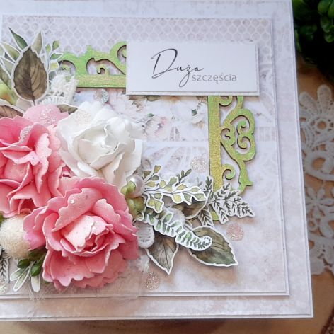 Kartka z zieloną ramką