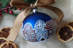 Ręcznie malowana bombka zimowe miasteczko, 10 cm