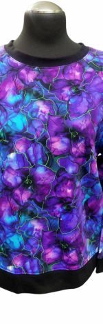 Bluzka damska fioletowe kwiaty XXS/XS
