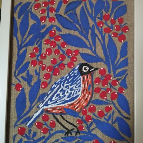 Ptak w stylu folkowym - obraz