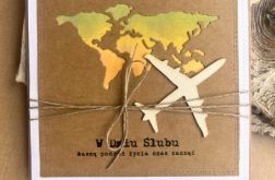 134,kartka na ślub w szczęśliwą podróż do koperty z samolotem