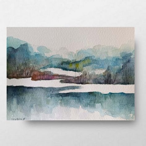 Pejzaż-akwarela formatu- A5