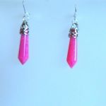 Różowy agat fuksja, efektowne, wiszące kolczyki w srebrze - 