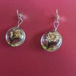 Kwiaty zatopione w szkle, efektowne kolczyki, srebro - 