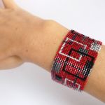 Geometryczna bransoletka koralikowa - kwadraty - 