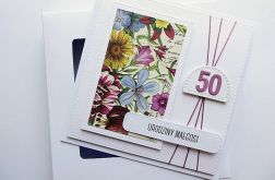 Kartka urodzinowa kolorowe kwiaty handmade