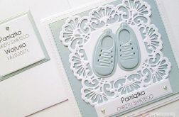 Kartka PAMIĄTKA CHRZTU ażurowa-niebieska /1