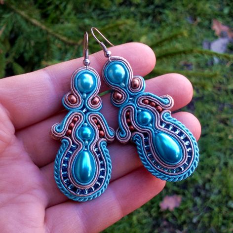 Kolczyki Perłowe Turkusowe