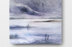 Pejzaż-akwarela formatu 20x20 cm