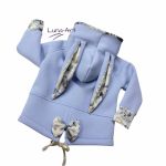 Komplet bluza z uszkami czapka chustka błękit r.68/74 - 