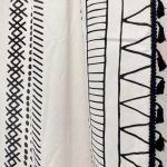 Zasłona gotowa lniana boho z frędzlami wzory geometryczne tunel 150/240cm - 