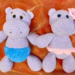 Para Hipciów Amigurumi Zestaw Szydełkowych Maskotek Handmade Walentynki