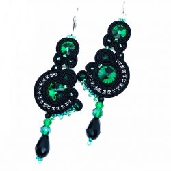 kolczyki sutasz soutache czarno zielone