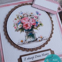 Kartka na Dzień Mamy (lub inną okazję) z bukietem w wazonie