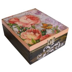 Herbaciane róże szkatułka z przegrodami