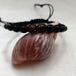 Bransoletka BOHO makrama z naturalnymi kamieniami czarna - 