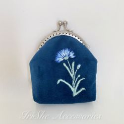 Portmonetka welurowa damska Chaber haftowana ręcznie, aksesorium designerskie 