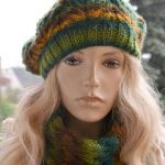 komplet w kolorach jesieni REZERWACJA - czapka i komin