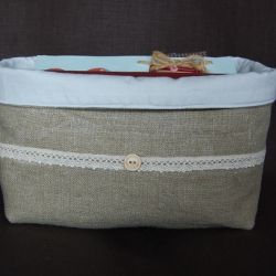 Lniany  woreczko - koszyczek